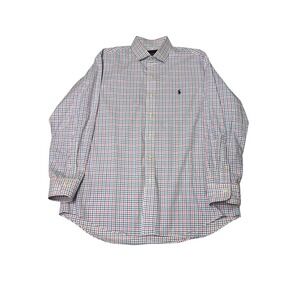 Ralph Lauren Mens Long Sleeve Classic Fit Button Down Plaid Shirt Size L